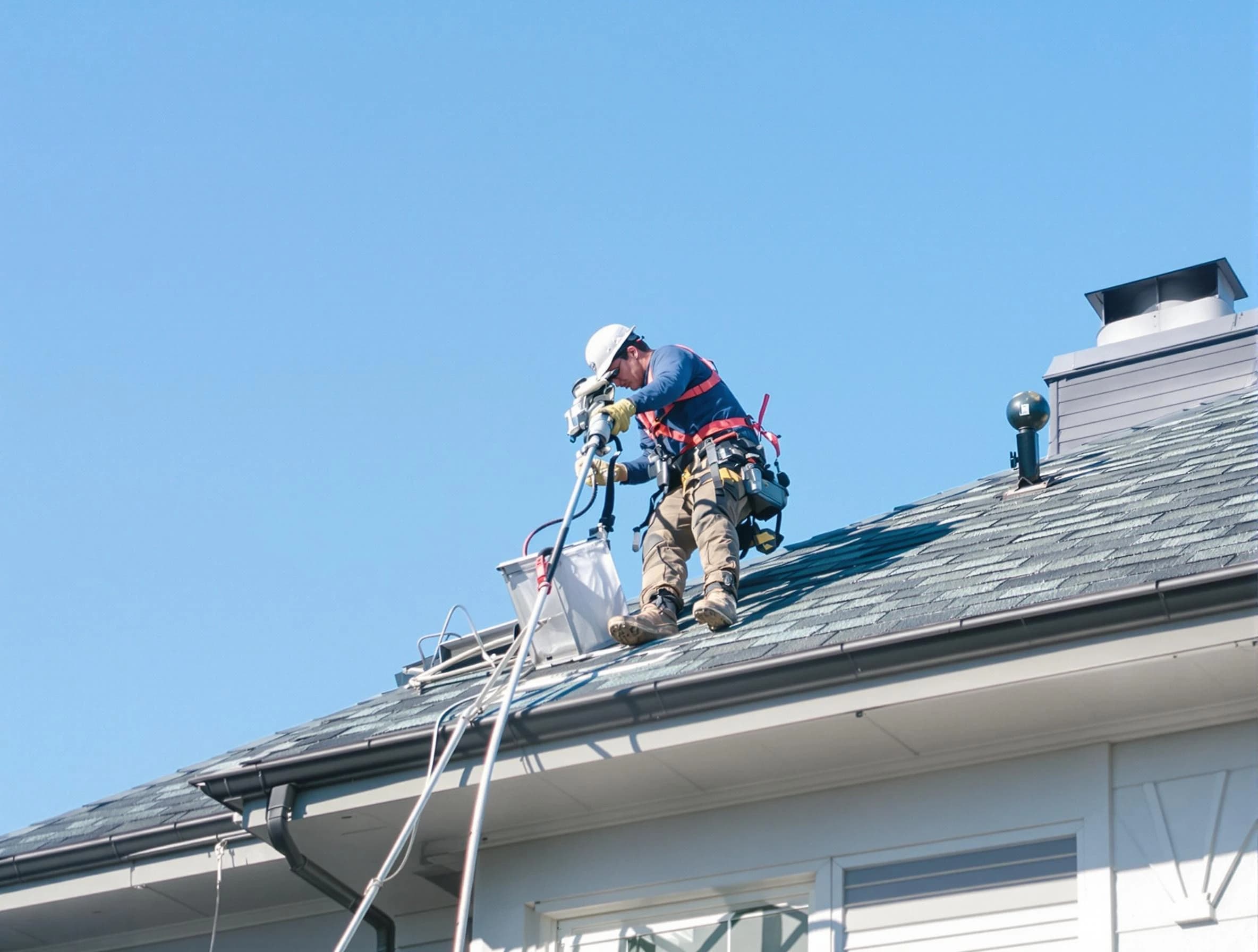 Pine Dryer Vent Cleaning certified technician cleaning a roof-mounted dryer vent system in Pine