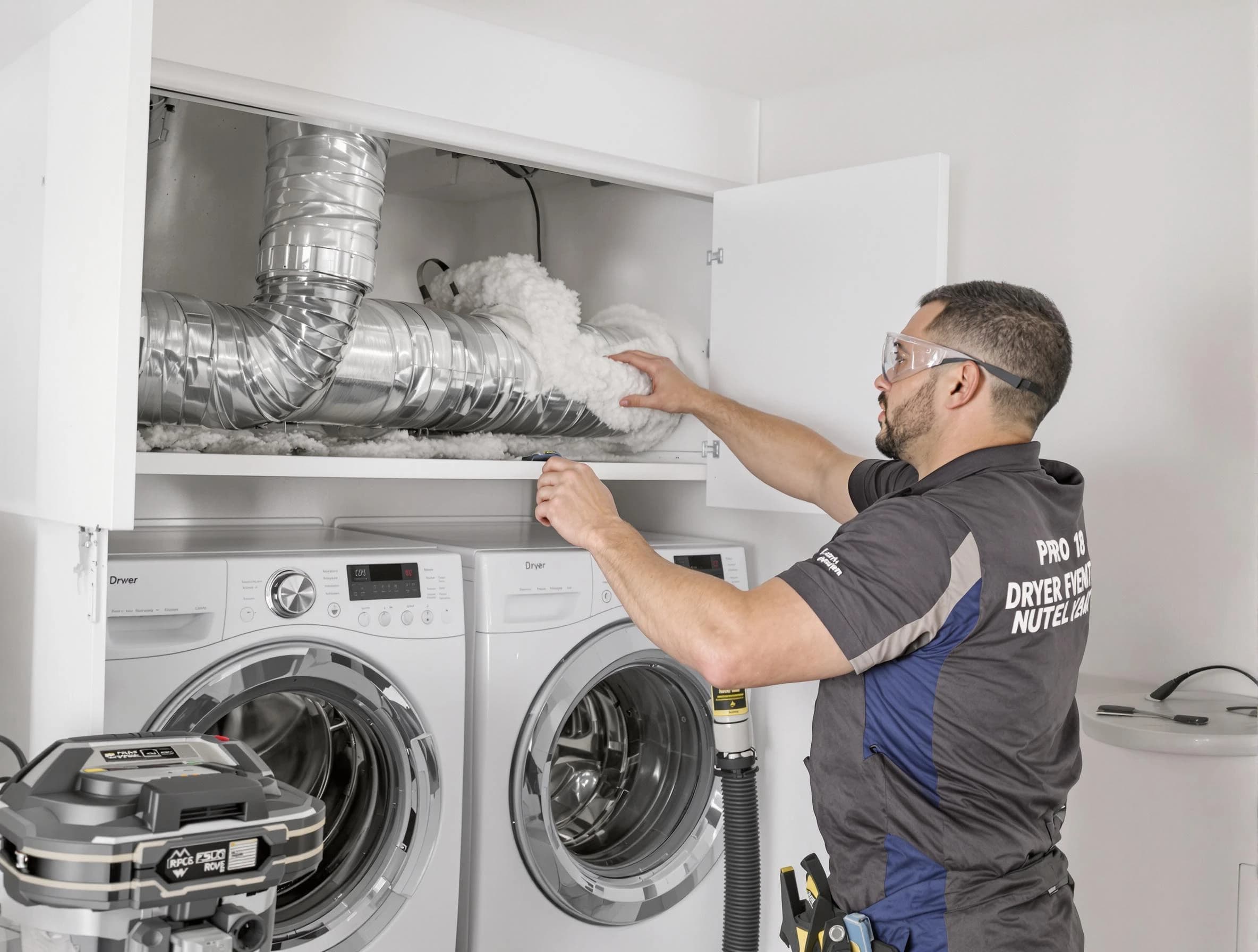 Pine Dryer Vent Cleaning certified technician performing specialized gas dryer vent cleaning in Pine