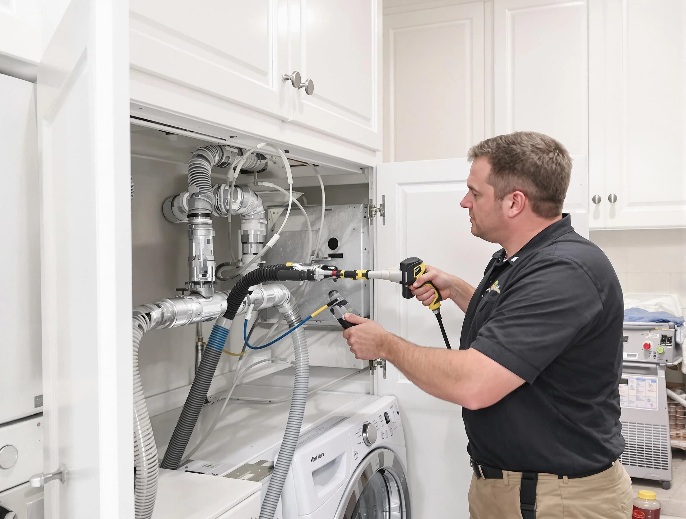 Pine Dryer Vent Cleaning professional removing severe blockage from a clogged dryer vent in Pine